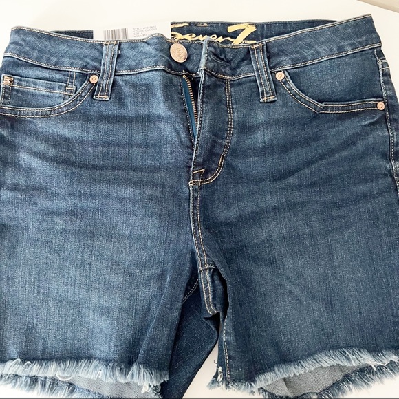 SEVEN7 fray hem denim WEEKEND SHORT shorts fringe edge NWT size‎ 4 - Picture 3 of 10
